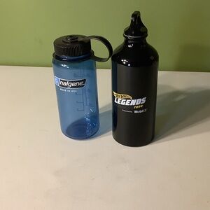 Two water bottles, Nalgene & Hot Wheels